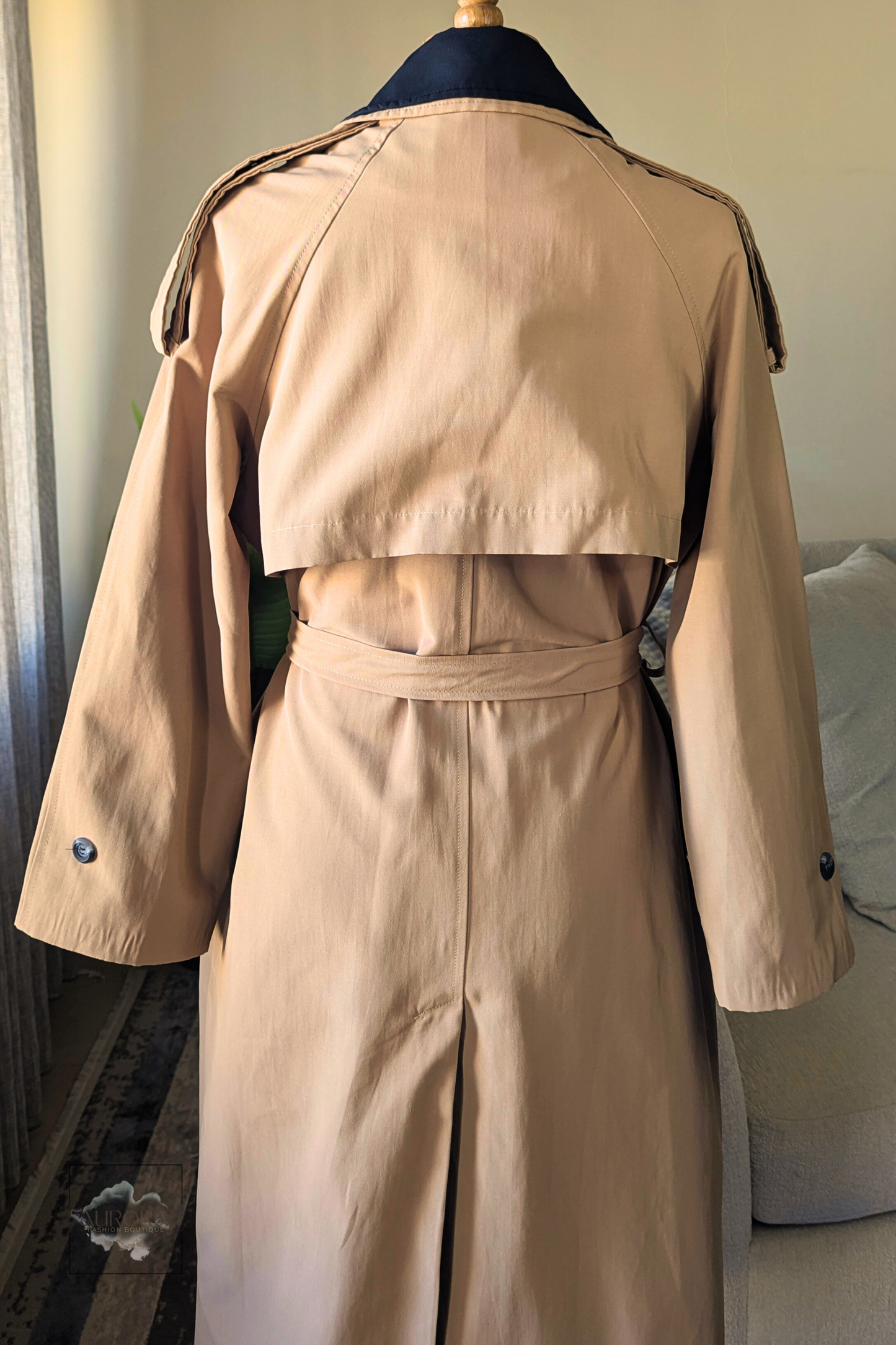 Camel Trenchcoat with Black Accent
