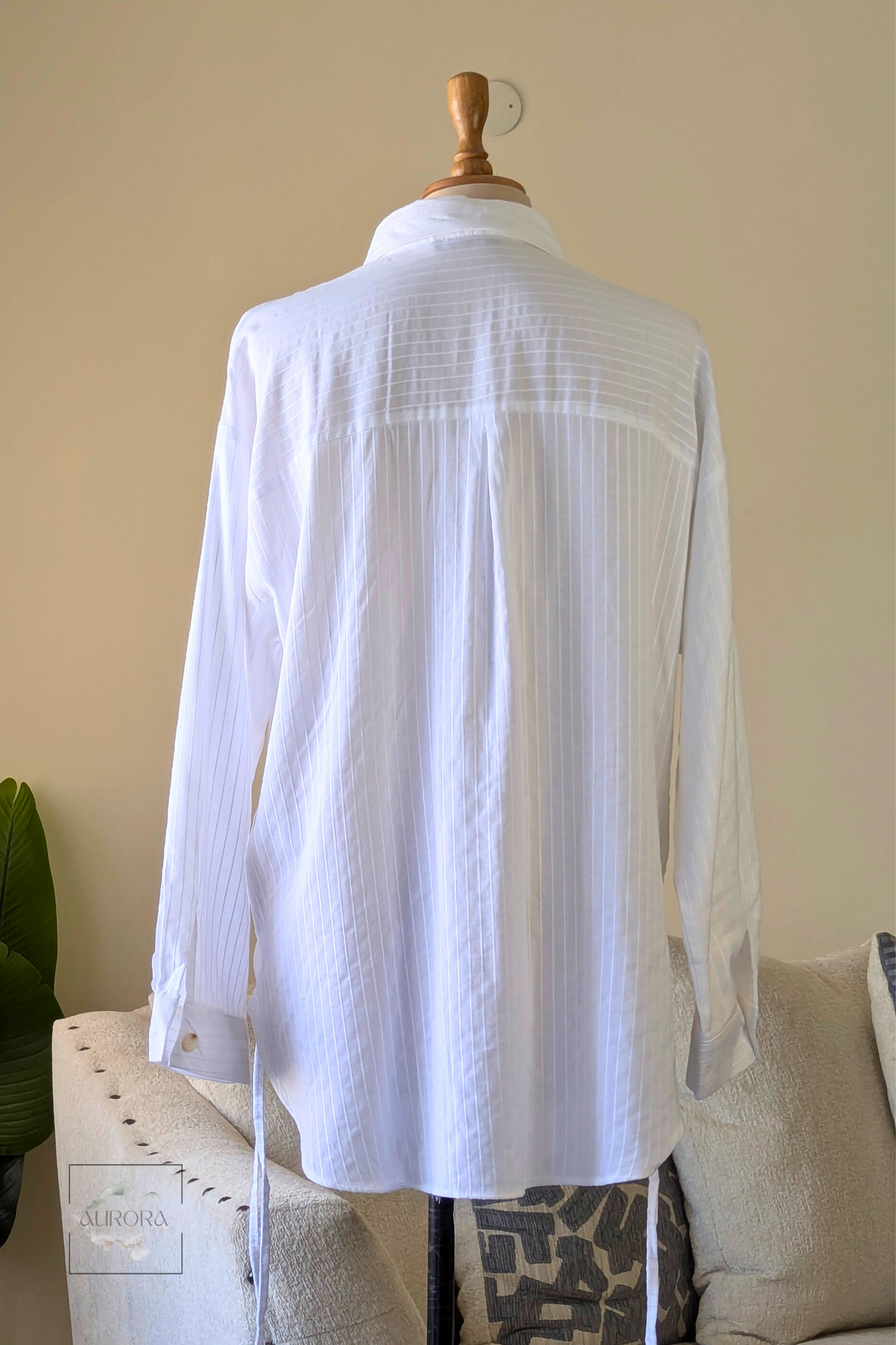 Cotton Side-Tie Long Sleeve Shirt in White – Aurora Fashion Boutique