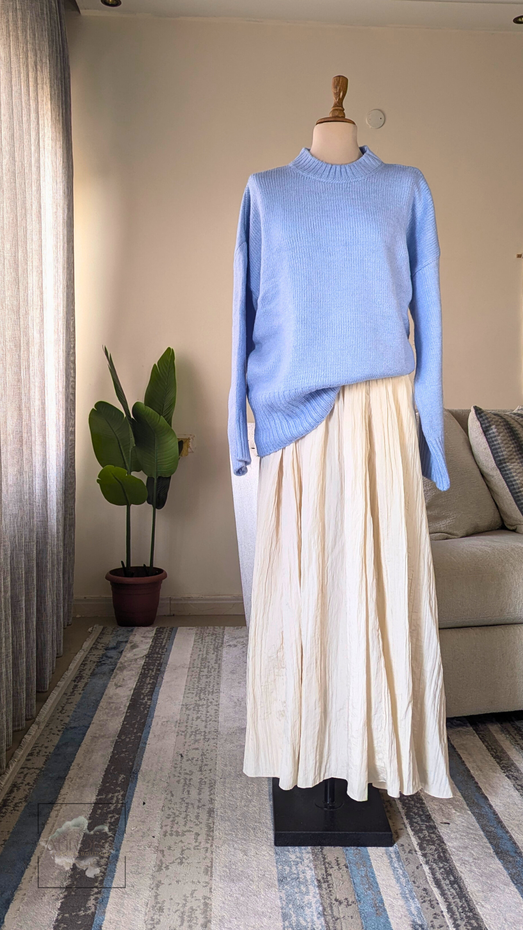 Textured Hem Tricot Sweater