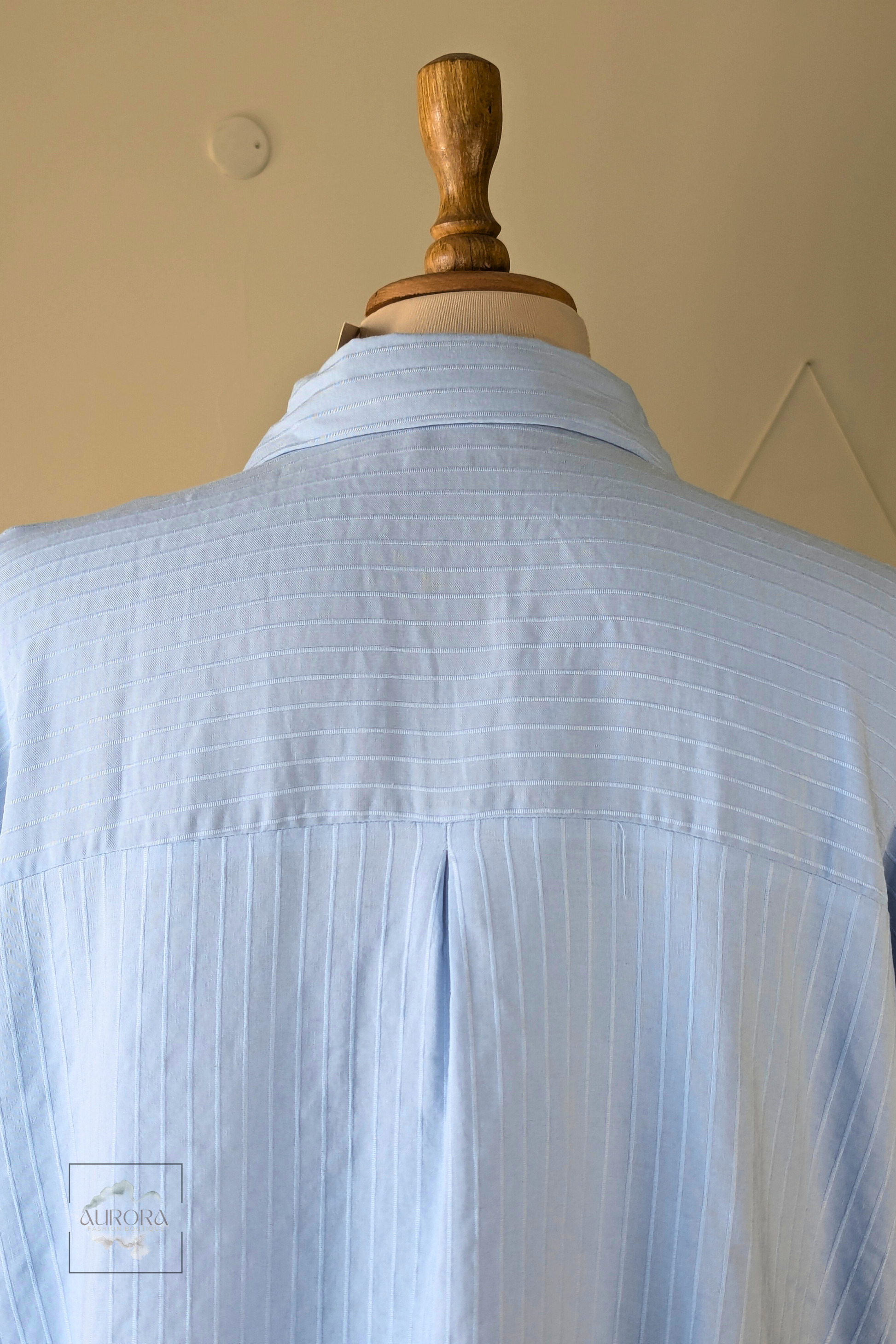 Cotton Side-Tie Long Sleeve Shirt in Baby blue – Aurora Fashion Boutique