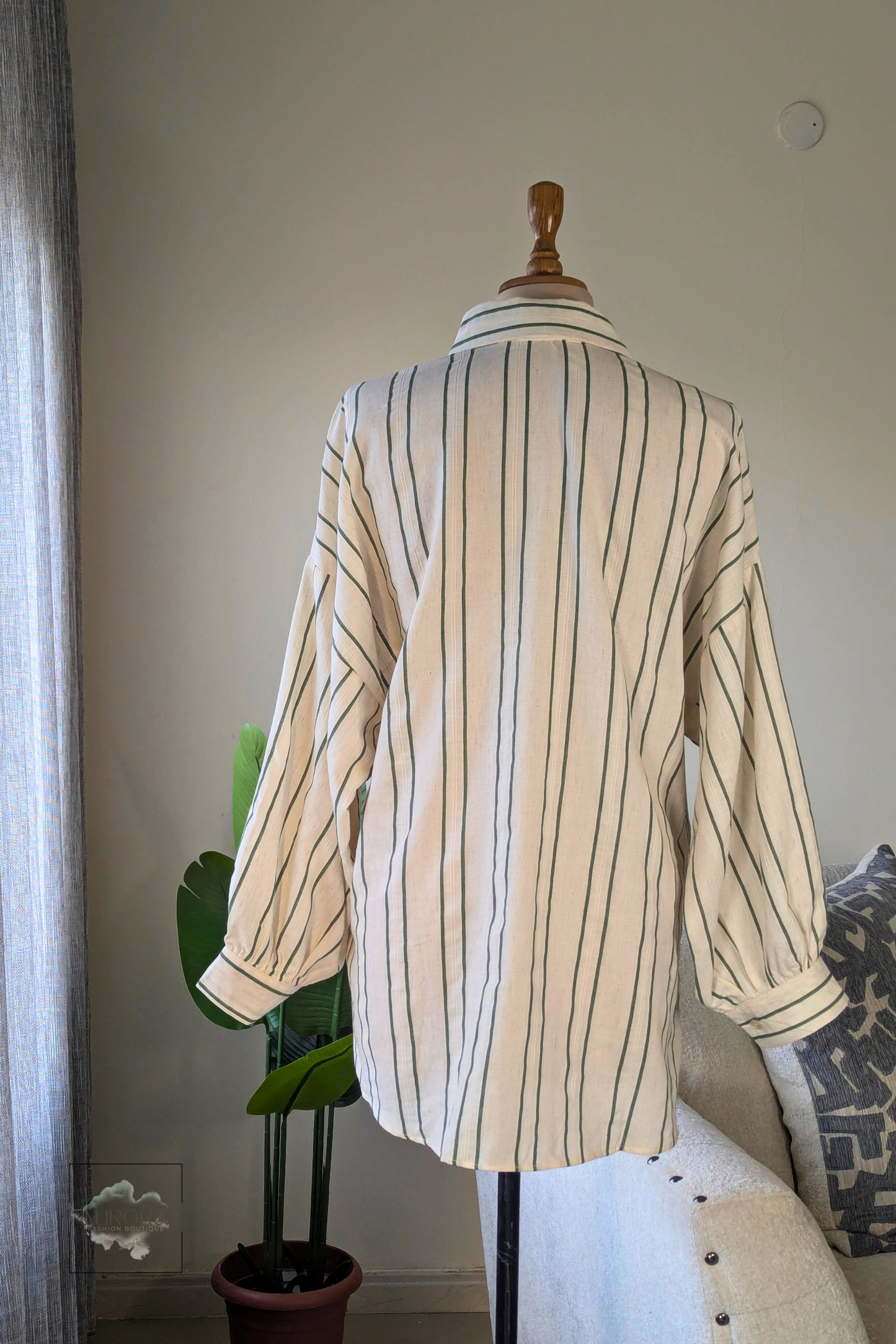 Striped Double Pocket Shirt - Beige
