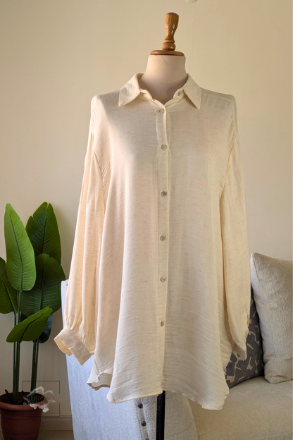 Oversized Cotton Long Sleeve Shirt in Stone – Aurora Fashion Boutique