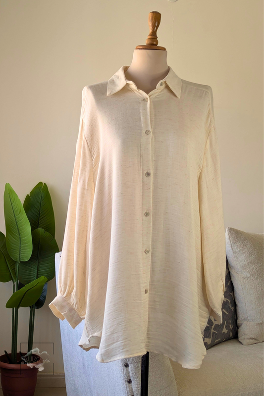 Oversized Cotton Long Sleeve Shirt in Stone – Aurora Fashion Boutique