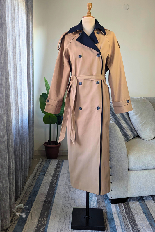 Camel Trenchcoat with Black Accent