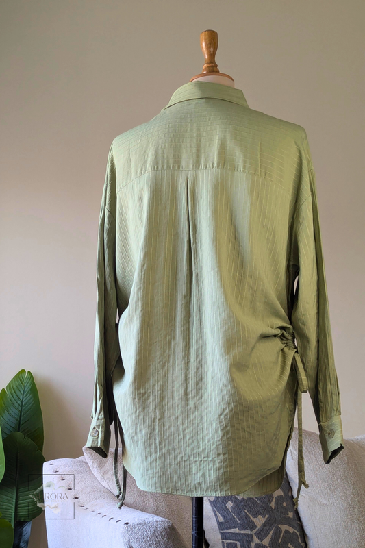 Cotton Side-Tie Long Sleeve Shirt in Khaki – Aurora Fashion Boutique