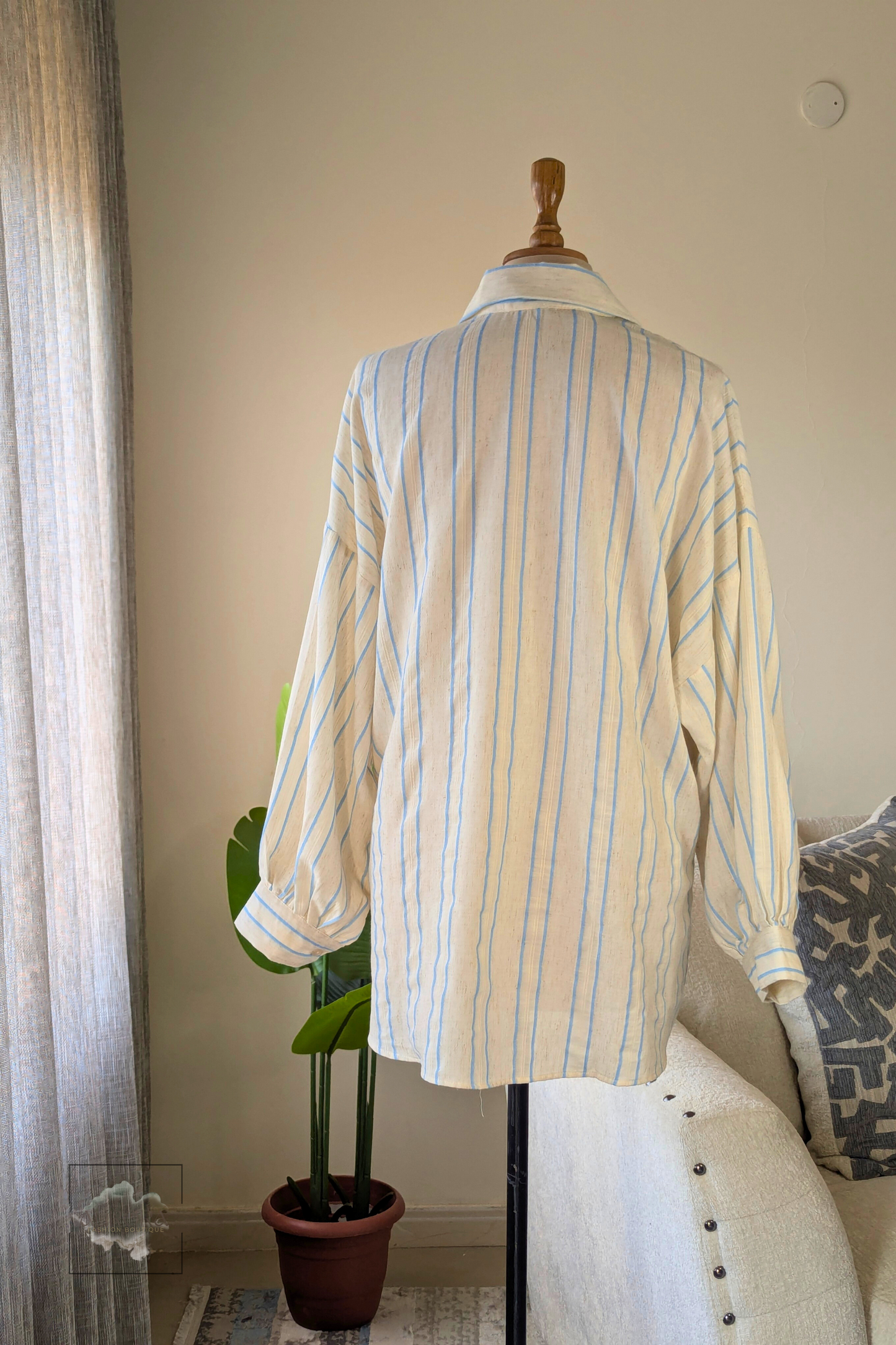 Striped Double Pocket Shirt - Beige