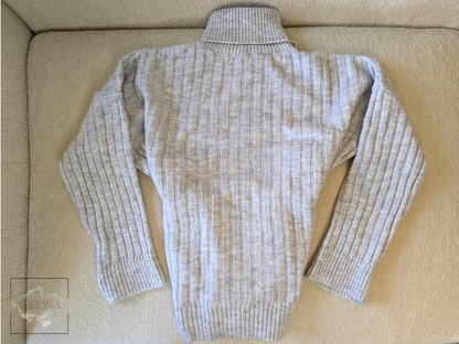 High-Neck Ribbed Tricot Blouse