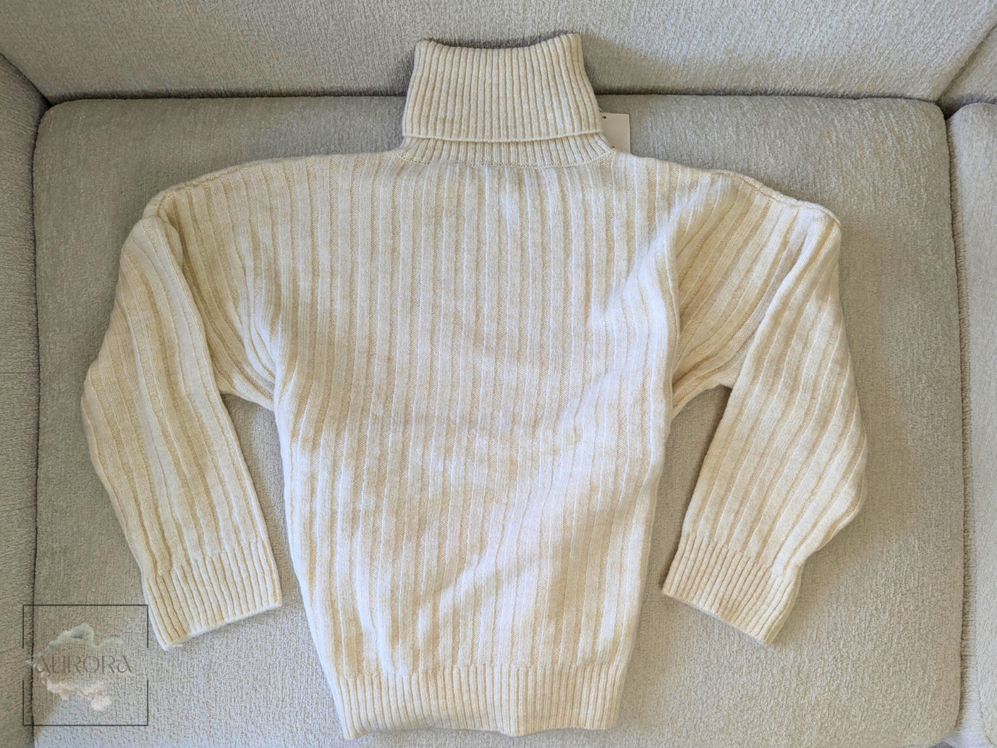 High-Neck Ribbed Tricot Blouse