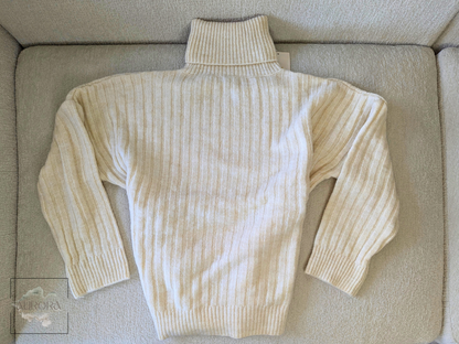High-Neck Ribbed Tricot Blouse