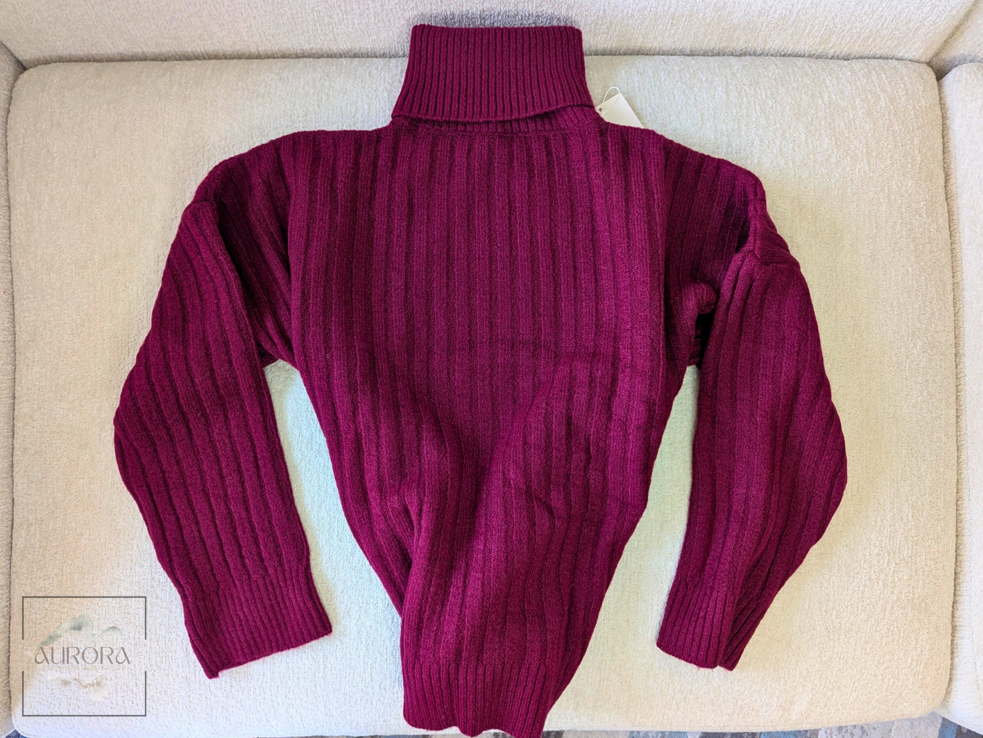 High-Neck Ribbed Tricot Blouse