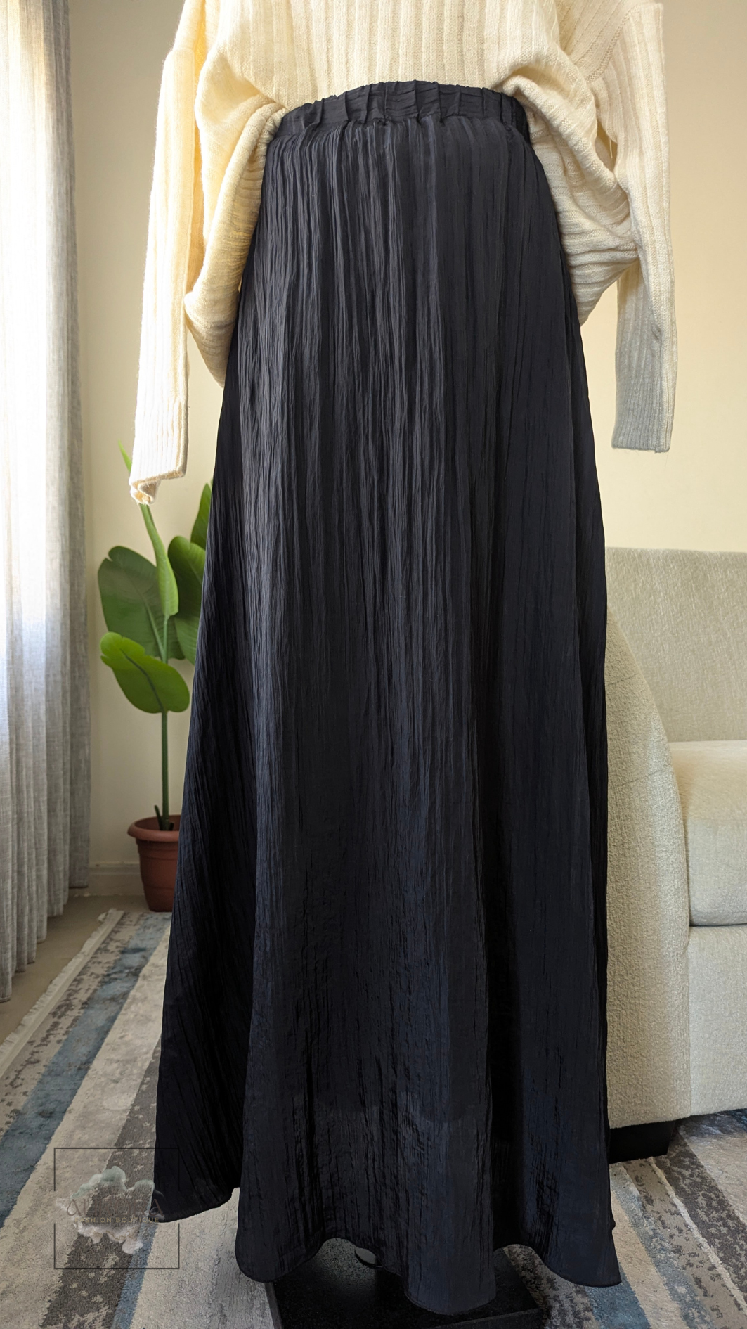 Textured Black Skirt