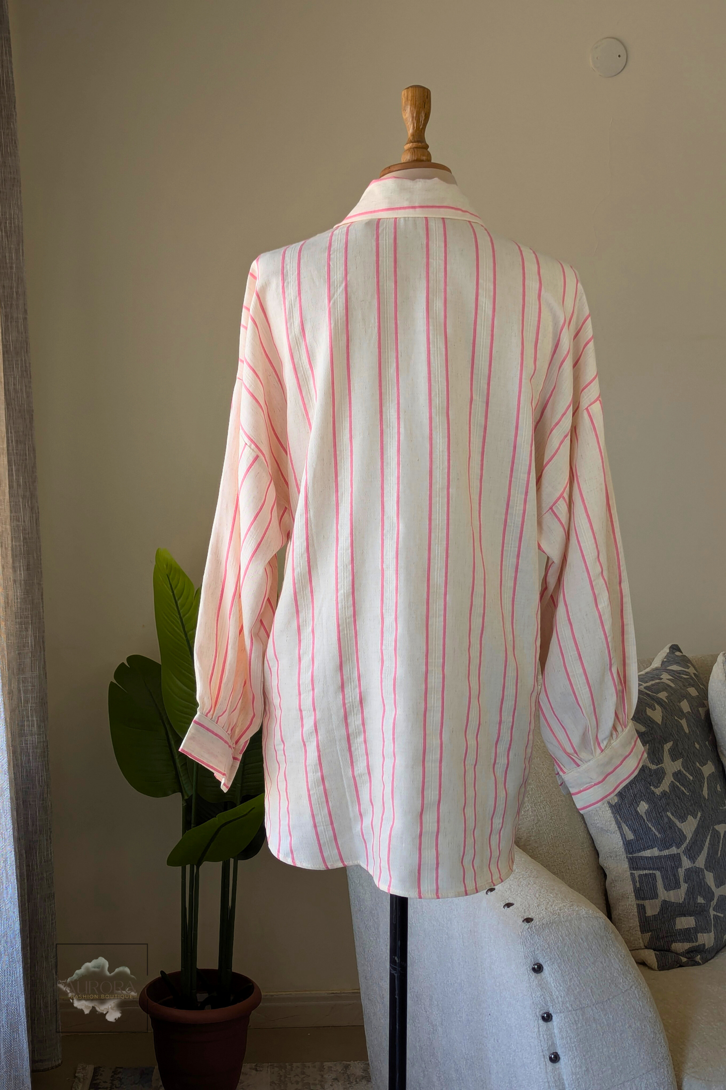 Striped Double Pocket Shirt - Beige
