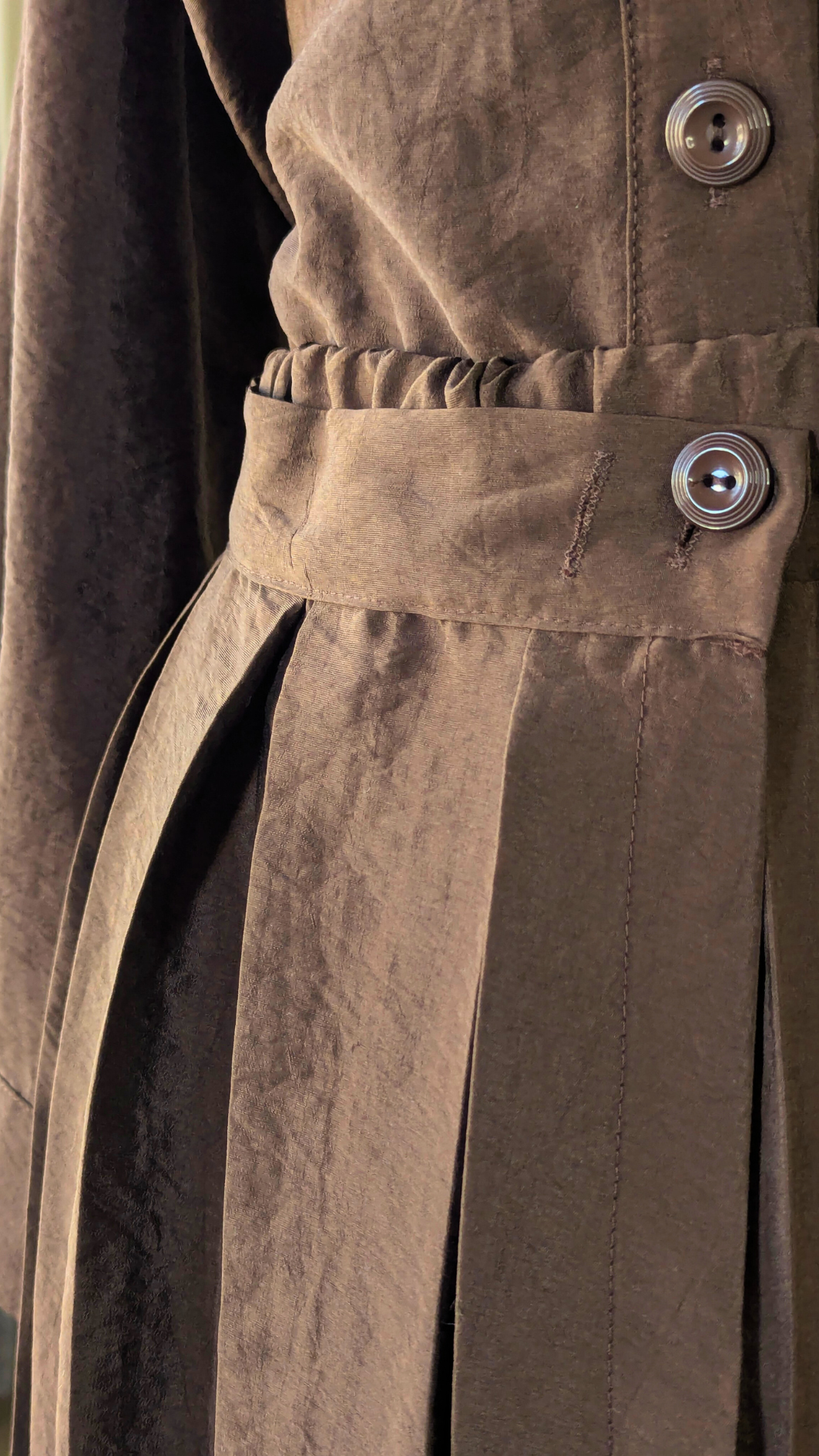 Accordion Pleated Suit with Belted Shirt & Asymmetric Overlay