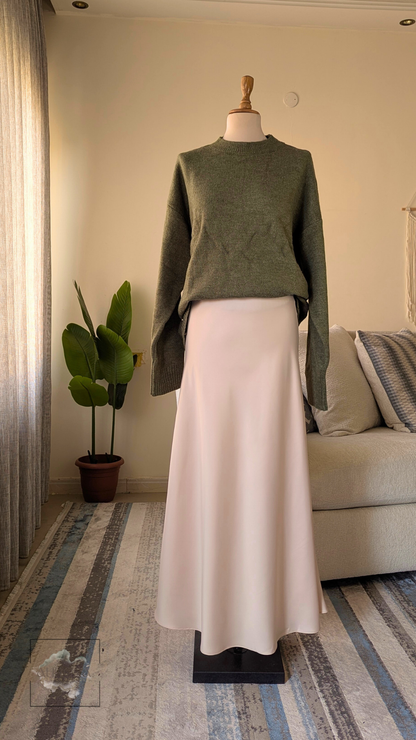 Bias-Cut Satin Maxi Skirt