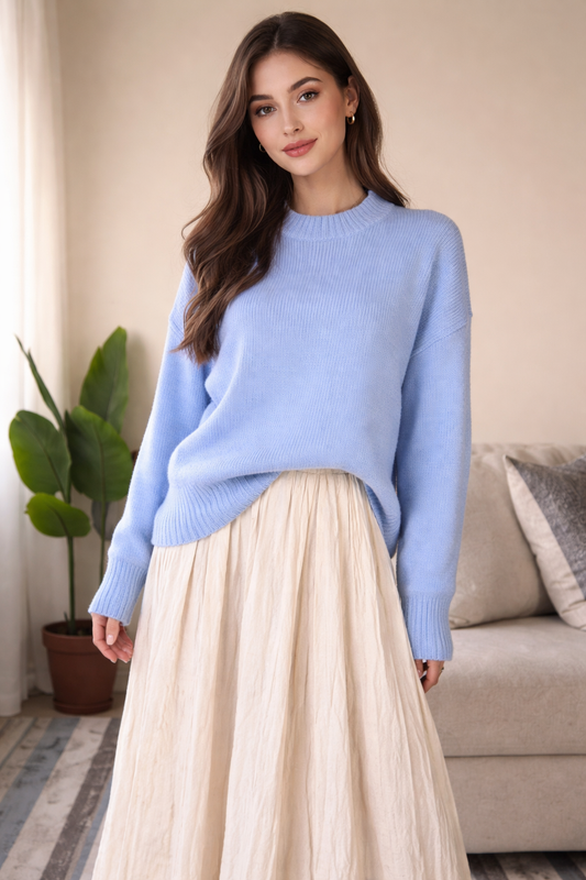 Textured Hem Tricot Sweater