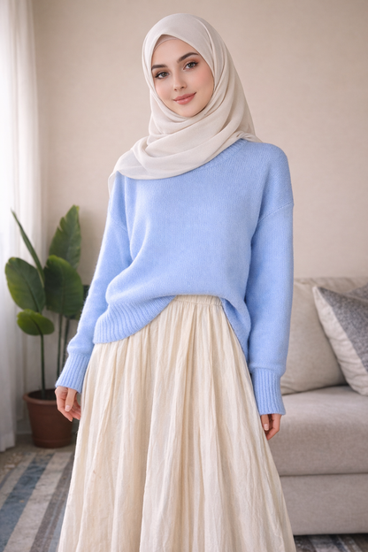 Textured Hem Tricot Sweater