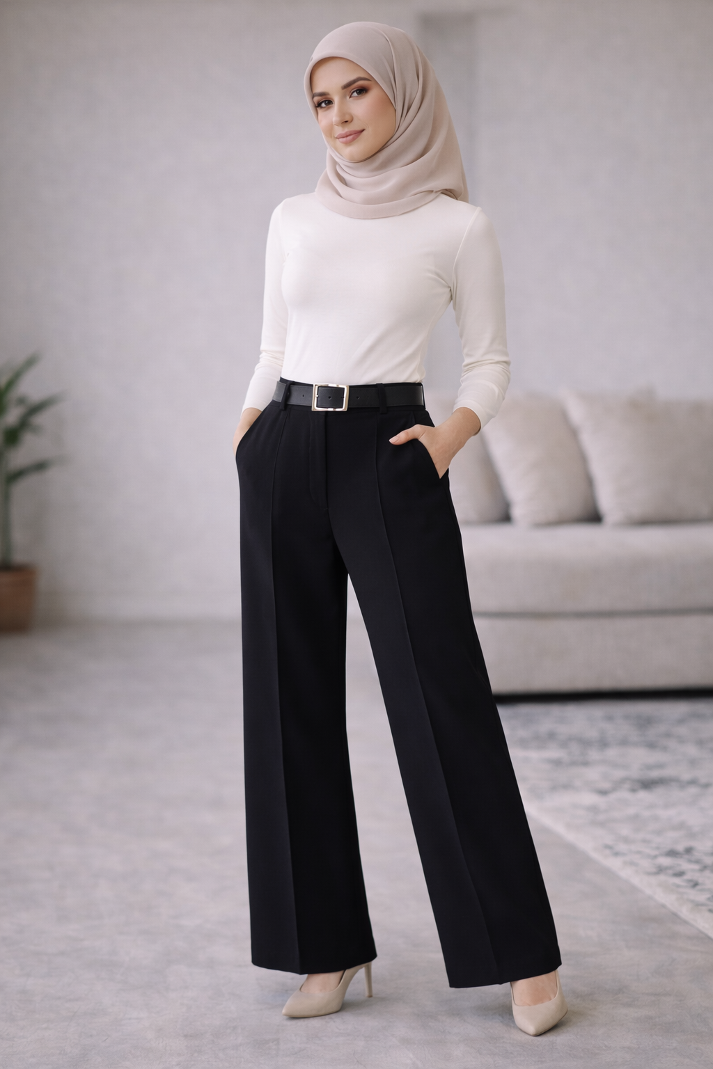 Tailored Textured Pants