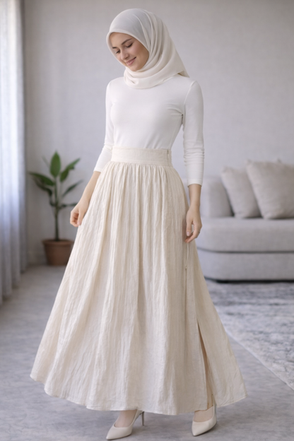 Textured Skirt with Side Zipper