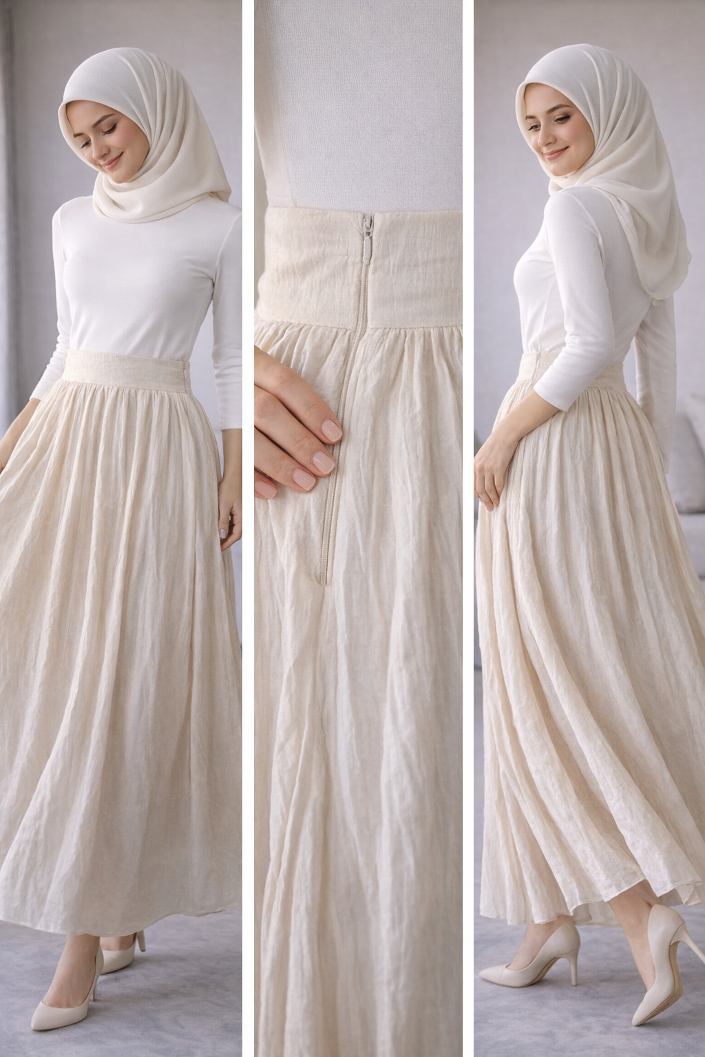 Textured Skirt with Side Zipper