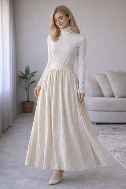 Textured Skirt with Side Zipper