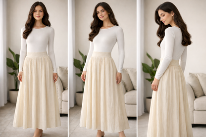 Textured Skirt with Side Zipper