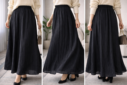 Textured Black Skirt