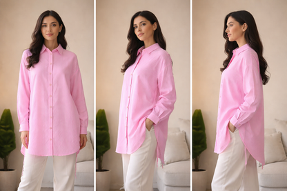 Cotton Side-Tie Long Sleeve Shirt