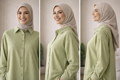 Cotton Side-Tie Long Sleeve Shirt