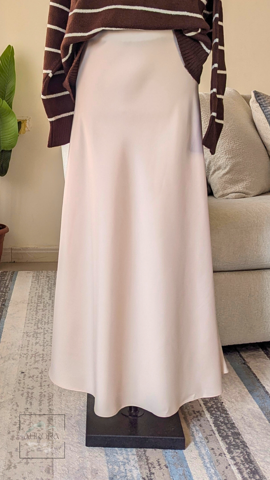 Bias-Cut Satin Maxi Skirt