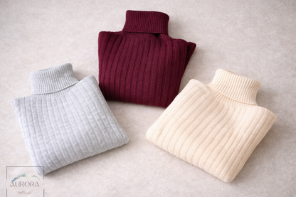 High-Neck Ribbed Tricot Blouse
